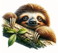 Bügelbild ca. 16x20 cm Faultier Regenwald  DTF Transferdruck