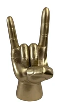 Rock Heavy Metal Horns Hand Gesture Statue Music Figurine Decorative Finger Gold