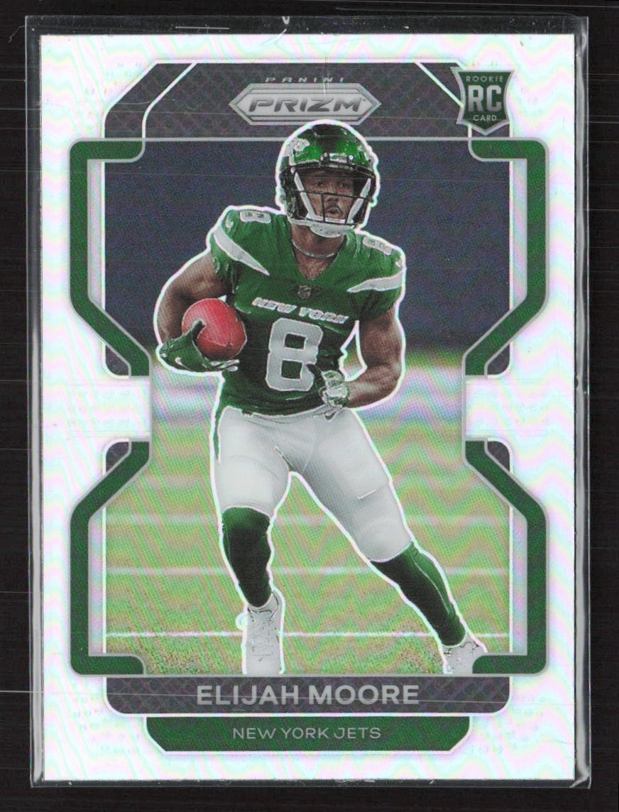 2021 Panini Prizm #V-346 Elijah Moore Rookie Variations Prizm Silver Jets (T)