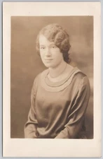Young Woman Portrait Quebec Canada Real Photo Postcard RPPC