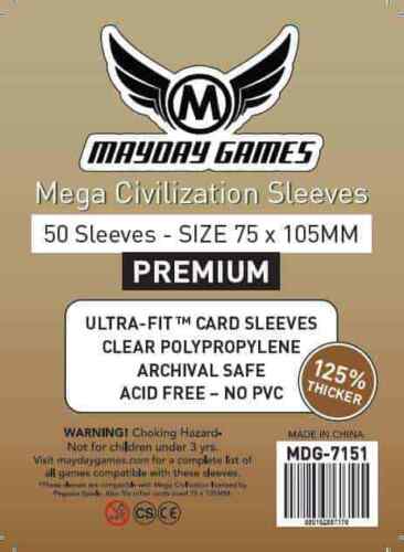 50 x manches Mayday Games Premium transparentes Mega Civilization (75 mm x 105 mm) - Photo 1/1