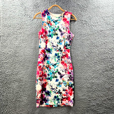 Zara Womens Pencil Dress Size S Multicolured Floral Sleeveless Cut Out Back