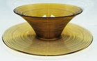 HTF Imperial Glass Reeded Spun Amber Yellow Large Serving Bowl w/ Underplate