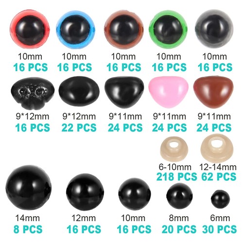 560 Pcs Plastic Safety Eyes and Noses with Washers, Colorful Craft Doll Eyes - Picture 8 of 13
