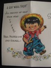 UNUSED 1950s vintage greeting card GET WELL Cute Boy In Overalls & Puppy — photo 5