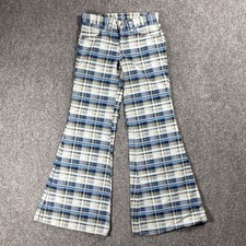 VINTAGE 60s 70s Levis Big E BELL Bottoms Flare Jean Disco Plaid Denim for GALS