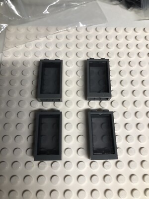 4 Lego 60593 Windows In Dark Stone/bluish Grey And 60602 Windows In ...