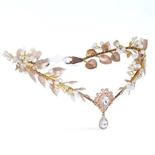 Gold Fairy Flower Headband - Renaissance Leaf Crown Woodland Elf Headpiece Fo...