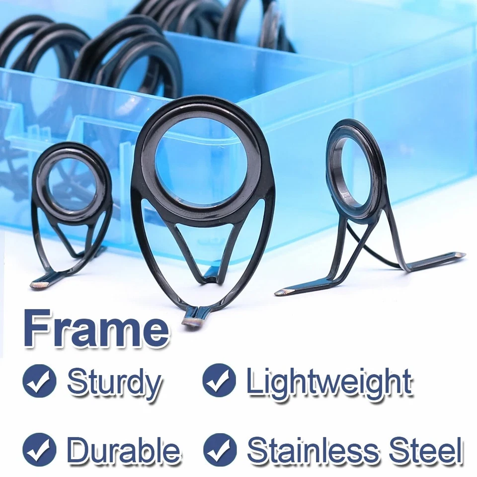 Guía de caña de pescar de 9 km 10 piezas ~ 120 piezas Kit de reparación de caña de anillo de cerámica de acero inoxidable Foto 3 de 4