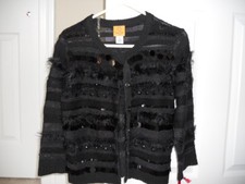 NWT Ruby Rd. sweater PS black with beads