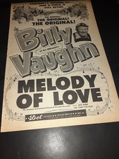 Billy Vaughn Melody Of Love Rare Original Promo Poster Ad Framed! #2
