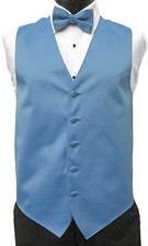 Men's Cornflower Blue Zelente Tuxedo Vest Tie Formal Wedding Groom Prom Church