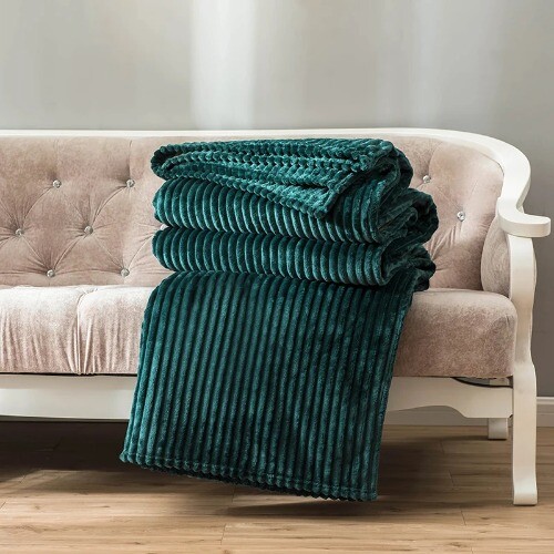Green Fleece Flannel Throw Blanket Fuzzy Soft Soft Fleece Flannel Throw Blanket - Picture 9 of 16