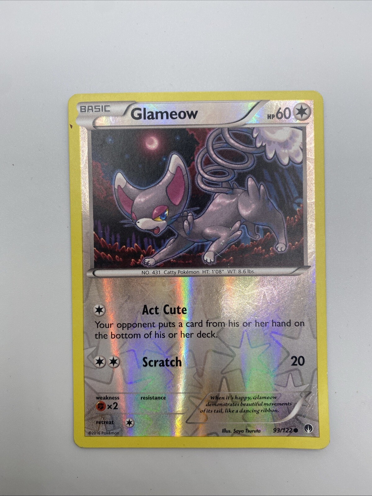 Pokemon TCG - Glameow 93/122 Reverse Holo - XY BREAKPoint