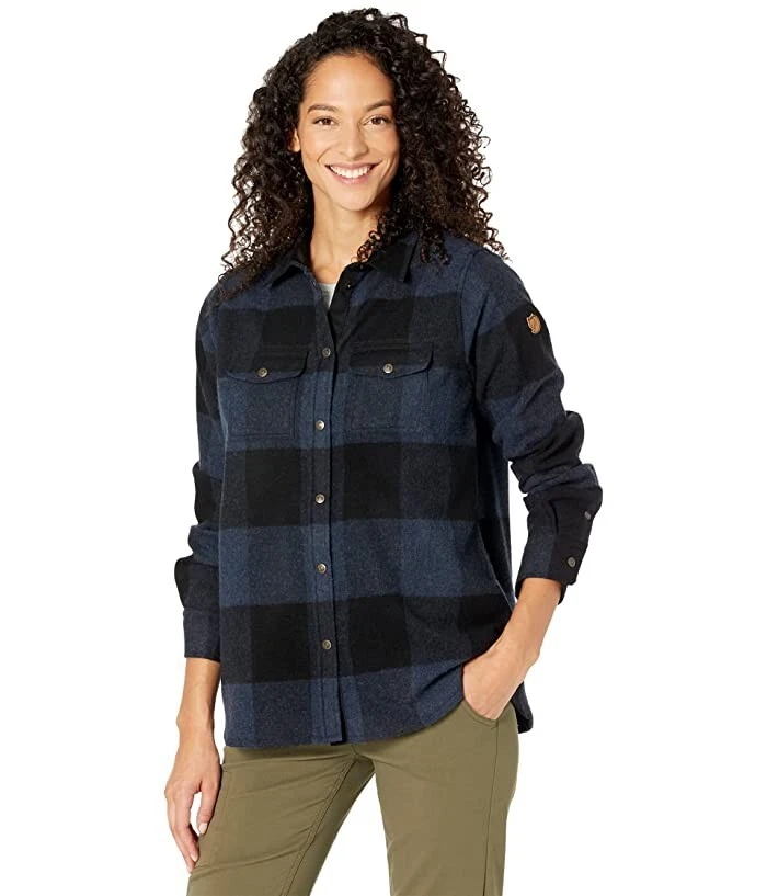 Fjallraven Canada Shirt Navy Women Long Sleeve Button up Size M 