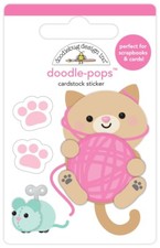 Crafts Doodlebug Doodle-Pop Stickers Playtime Cat Ball Yarn Wind-up Mouse Paws