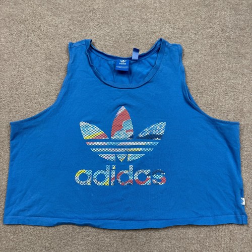 Adidas Womens Tank Top Blue Extra Large XL Shirt Sleeveless Cropped Ladies Logo