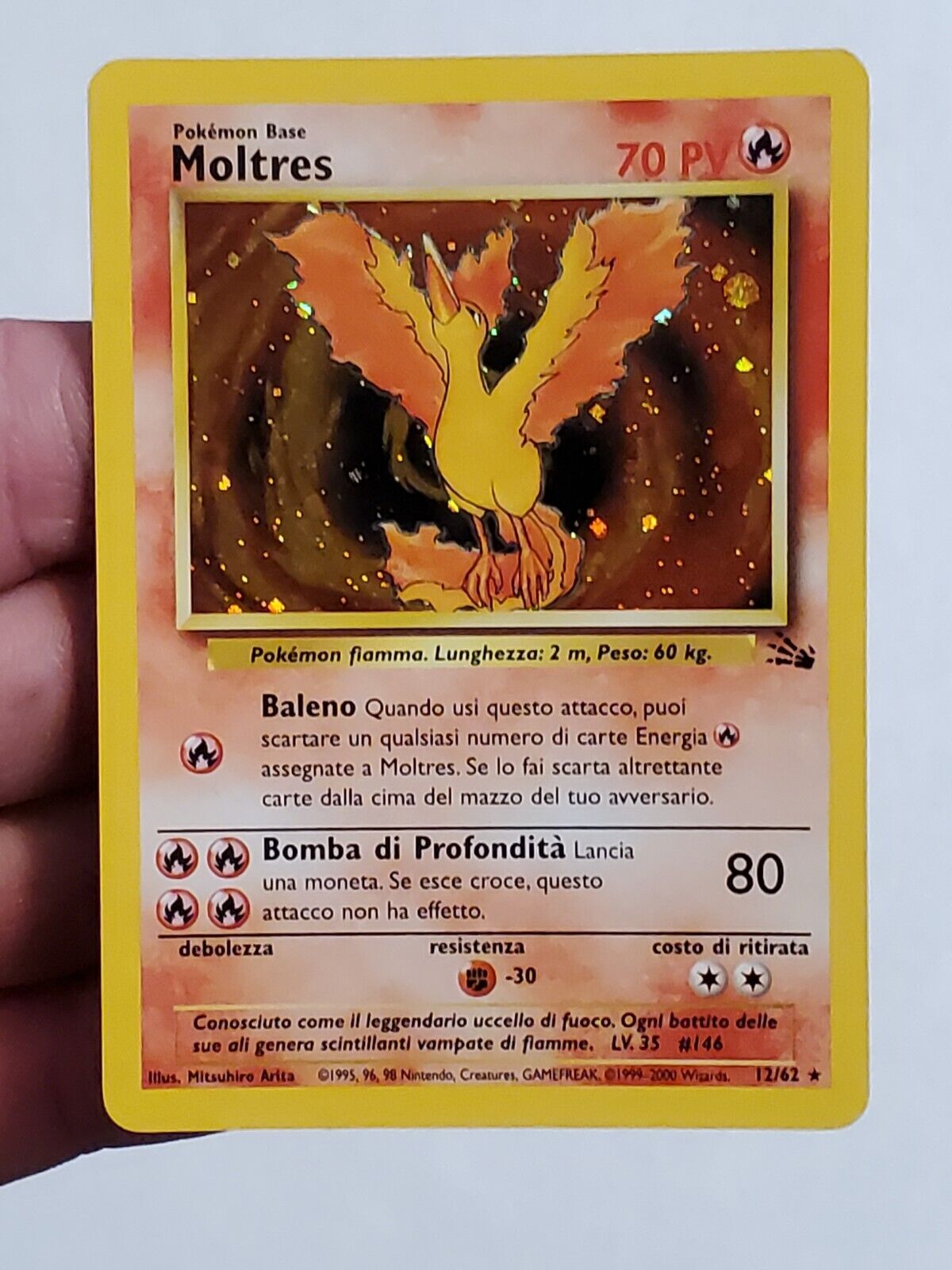 Mavin  Moltres Fossil Unlimited Set 12/62 Shiny Holo Rare Genuine