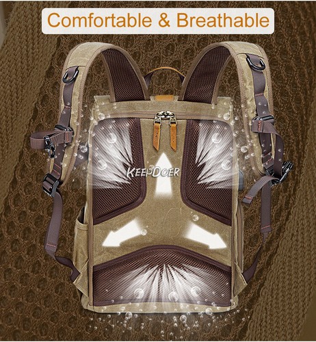 Vintage Canvas DSLR Camera Backpack Bag Case 15.6'' Laptop For Canon Nikon Sony - Picture 10 of 24