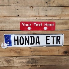 Euro Style Tag Bmw European License Plate Honda Etr Any Text Flat Printed