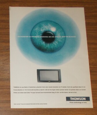 Seltene Werbung vintage THOMSON 16:9 Fernseher Black D.I.V.A. Cinema 1996