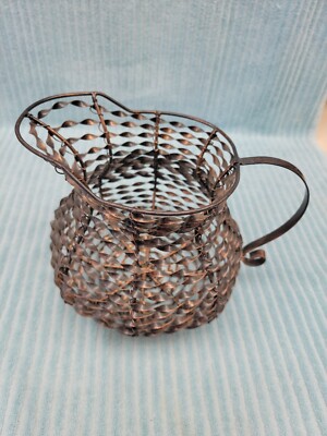 Complex Woven Twisted Copper Pitcher Home Décor 11 in x 9 in - 8in Tall