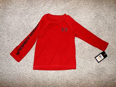 Boy's Under Armour Red Long Sleeve Shirt Size 12M-NWT
