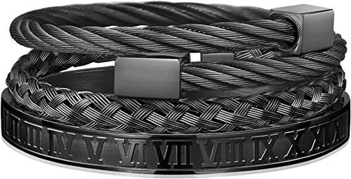 3Pcs Luxury Roman Royal Crown Men Banle Stainless Steel Pulseiras Open Bracelets - Picture 10 of 13