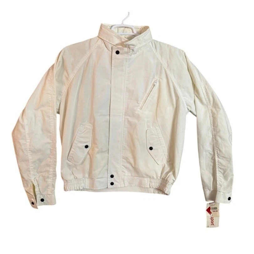 Vintage NWT BOGsport Cream White Lightweight Zip Up Jacket Size M Outerwear