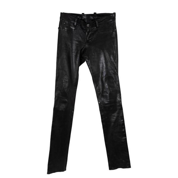 Chrome Hearts Black Embroidered Stretch Leather Biker Pants 34 XS