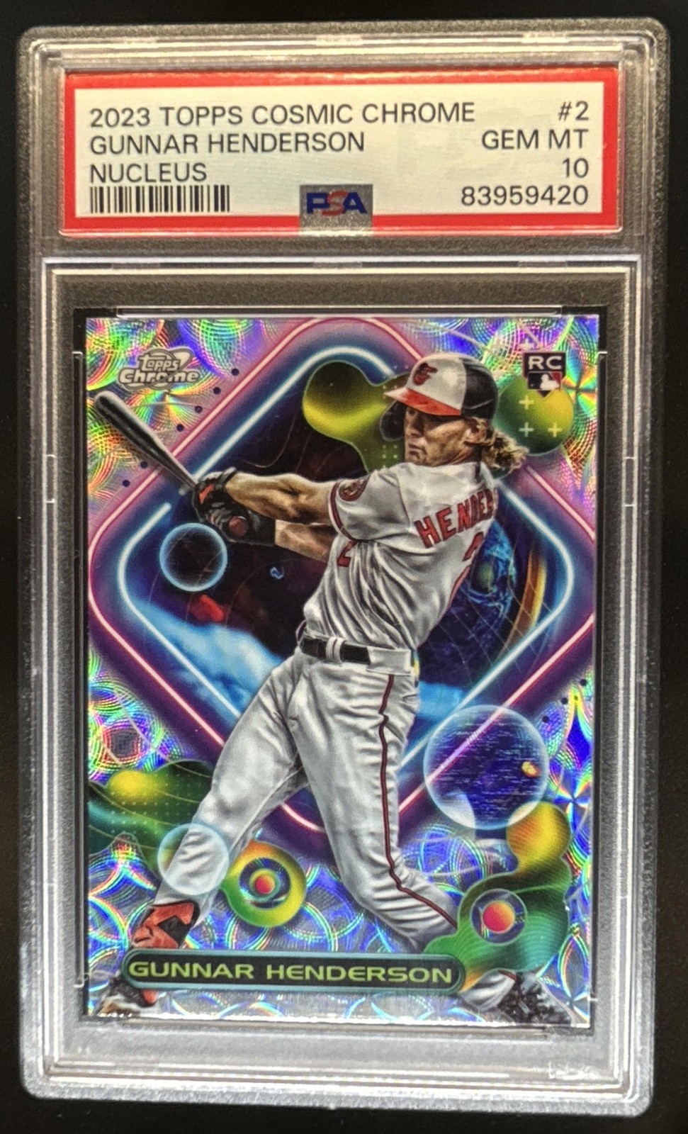 2023 Topps Cosmic Chrome Gunnar Henderson RC Nucleus Refractor #2 Orioles PSA 10