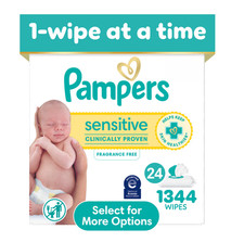 Pampers Sensitive Baby Wipes Unscented, 24-Pack, 1344 Total Count