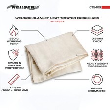 Neilsen Welding Blanket Fiberglass Heat Resistant 4ft x 6ft Flame Retardant