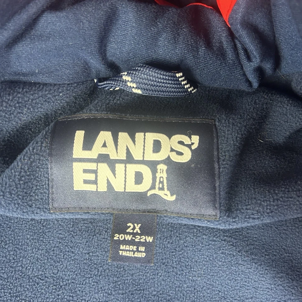 Parka de invierno impermeable LANDS END Squall para mujer 2X roja con capucha cremallera Foto 3 de 4