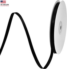 Black Satin Ribbon 1/4" X 50 Yards Solid Color Double Faced Ribbons Perfect For