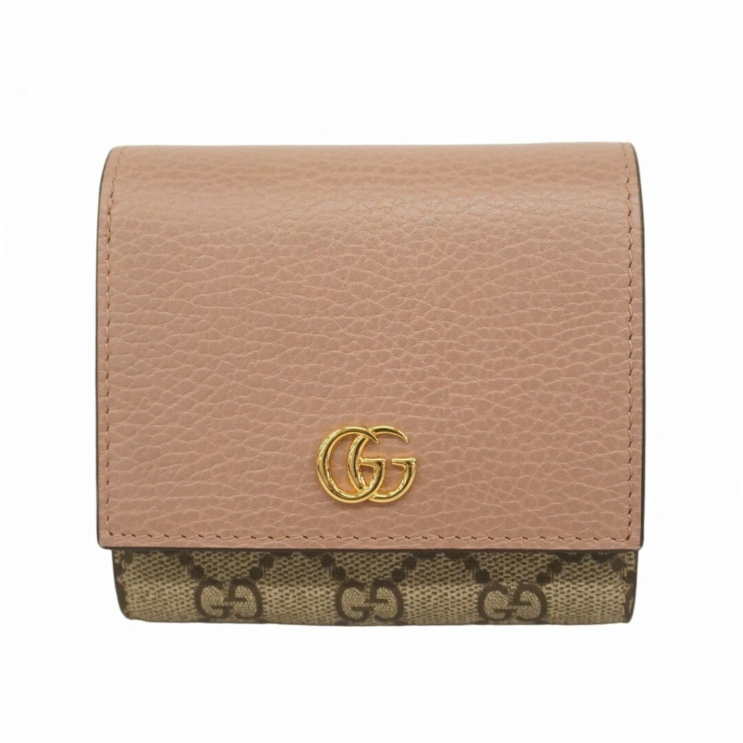 [5dd5197] Portefeuille Gucci GG Marmont/GG Supreme 598587 PVC cuir marron rose beige