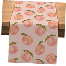  Linen Peach Fruit Table Runner Pink Summer One Sweet Peach Girl Birthday 