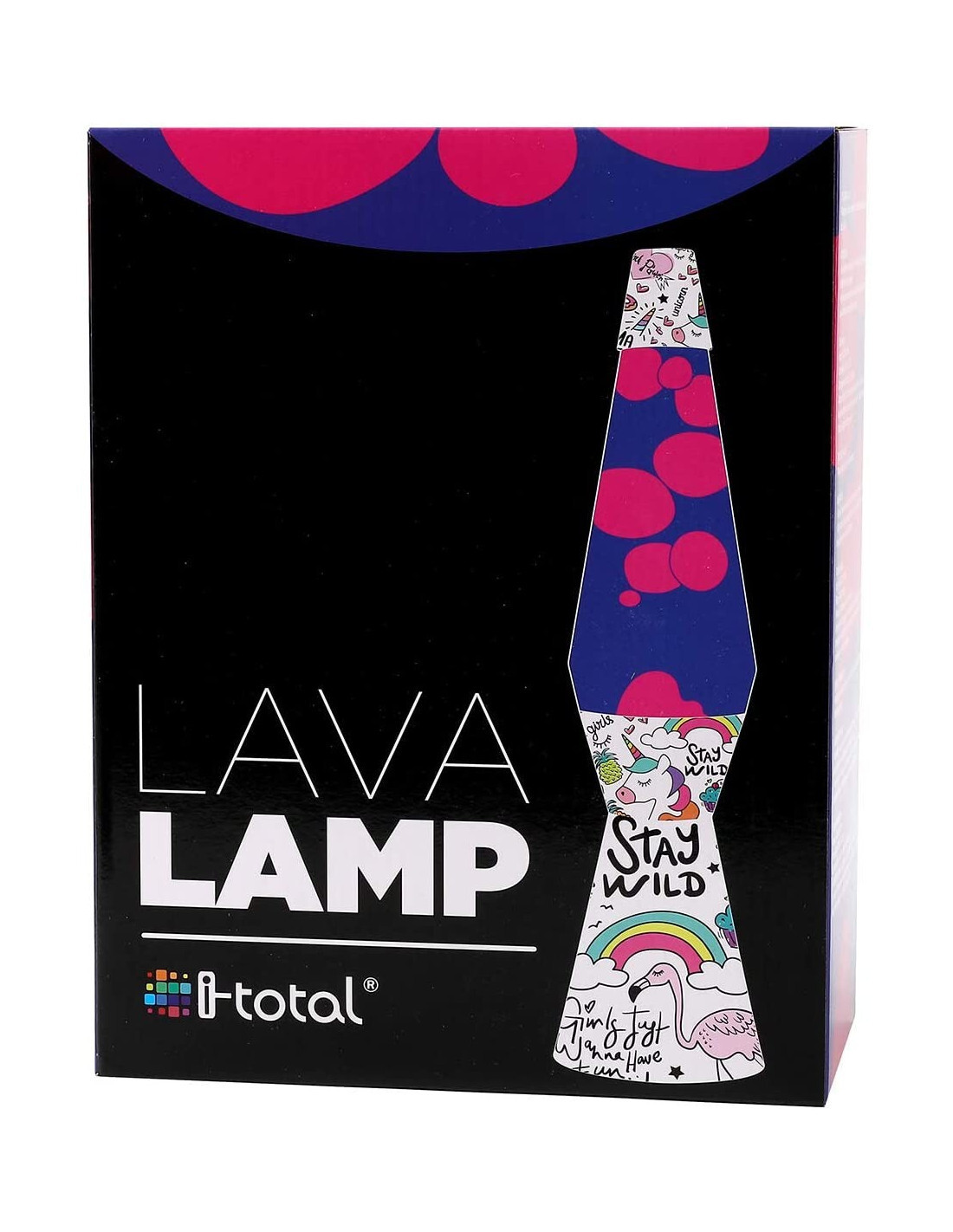 ITotal Lampada Lava Lamp 40cm XL1768 Unicorno Magma con Glitter Colorati