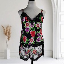 Vintage 90s Victoria s Secret Satin Cami Tap Shorts Pajama Set Floral M