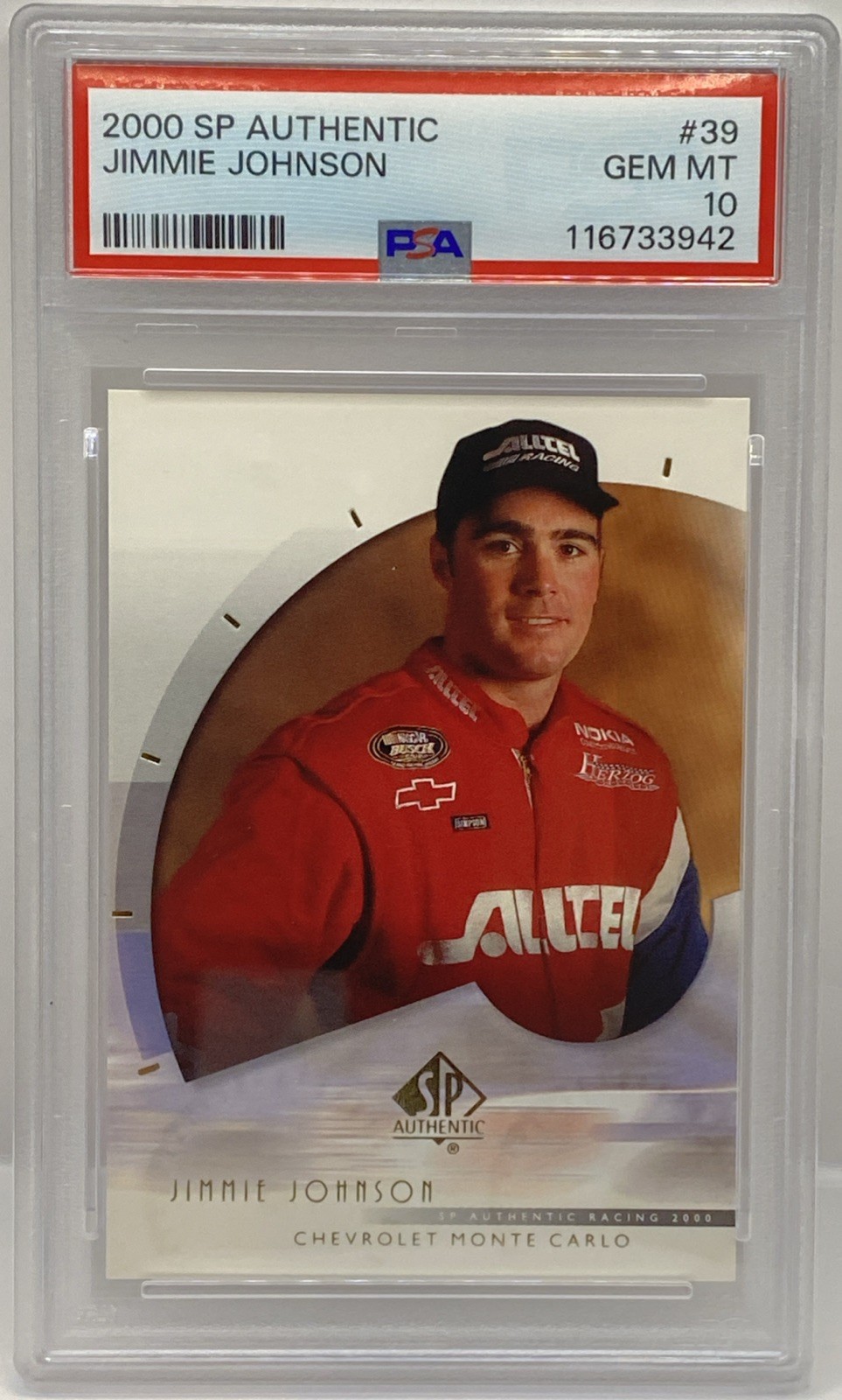 2000 SP Authentic Jimmie Johnson NASCAR Rookie Card #39 Graded PSA 10 GEM MINT