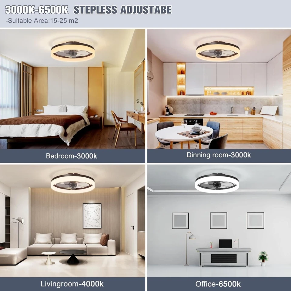 Black Bladeless LED Ceiling Fan Light, Remote Control - Image 4 of 4