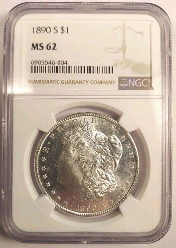 1890-S  $1  Morgan Silver Dollar  SAN FRANCISCO MINT  NGC MS62