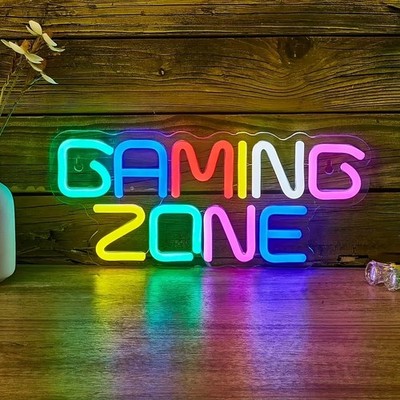 16''x8'' Gaming Zone Arcade Vivid LED Neon Sign With Dimmer USB Powered Light Lamp