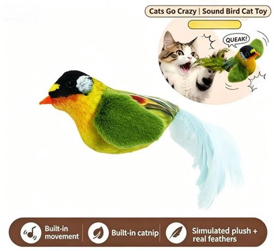 Electronic Interactive Flapping Bird Cat Toy USB Simulation Sparrow Sound