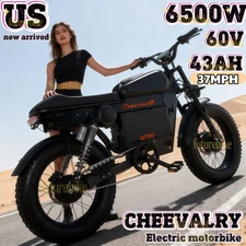 Electric Dirt Bike 20" Fat E-Bike 6000W 60V 43Ah All Terrain E-Motorcycle 37 MPH