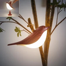 Small Bird Table Lamp, Cordless Bedside Lamps, Battery Operated Lamp with 3 C...