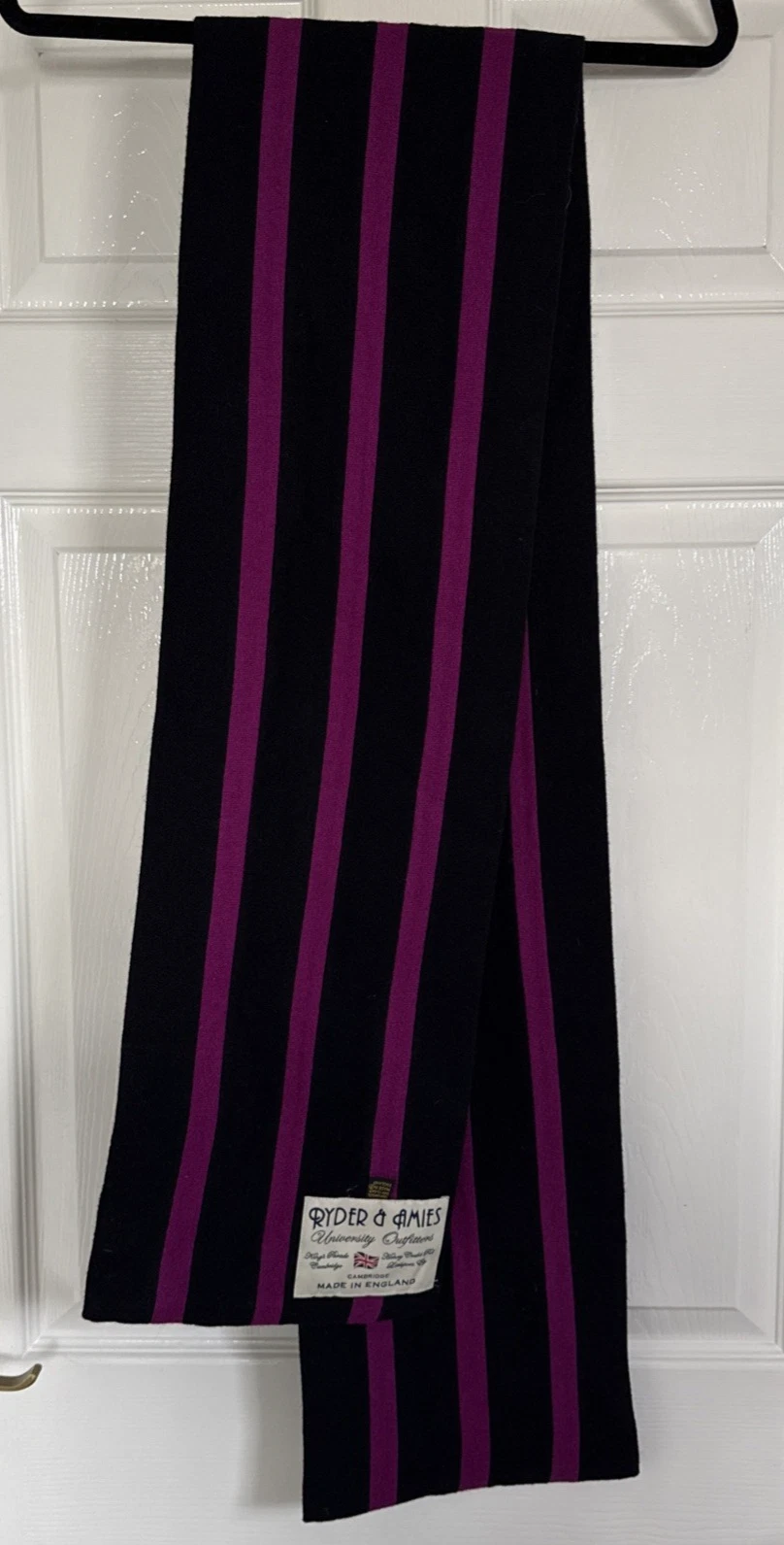Ryder & Amies Cambridge University Scarf 100% Wool Cambridge Purple stripe