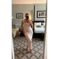 HOUSE OF CB Luisette Floral Satin Midi Skirt in Pink Metallic Size Small