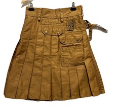 Kilt Men  s Utility Heavy Duty Scottish Pleated Snap Button Size 30 Cotton E8