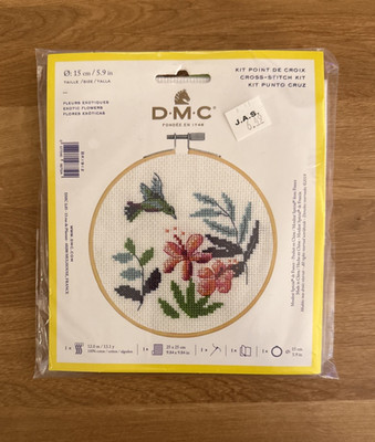 DMC Counted Cross Stitch Kit Humming Bird & Flowers Includes 6'' Hoop NEW